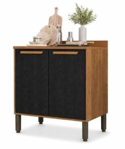 Balcão Flórida Larg. 0.80m Cinamomo/Preto 2 Portas - Sallêto