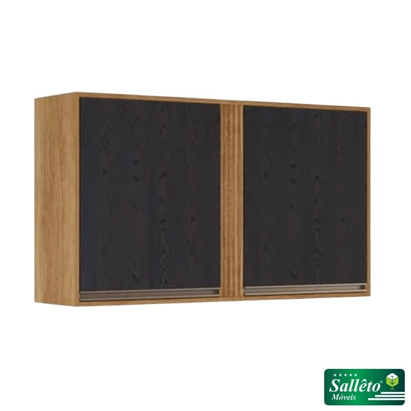 Aéreo 1.20m 2 Portas Cozinha Pérola Cinamomo/Preto - Sallêto