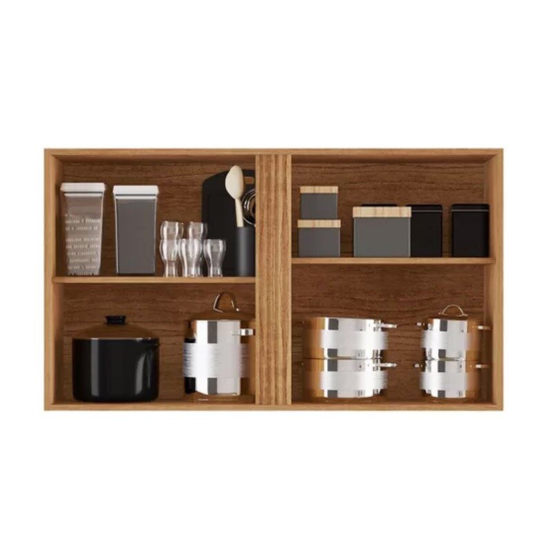 Aéreo 1.20m 2 Portas Cozinha Pérola Cinamomo/Preto - Sallêto - Imagem 2