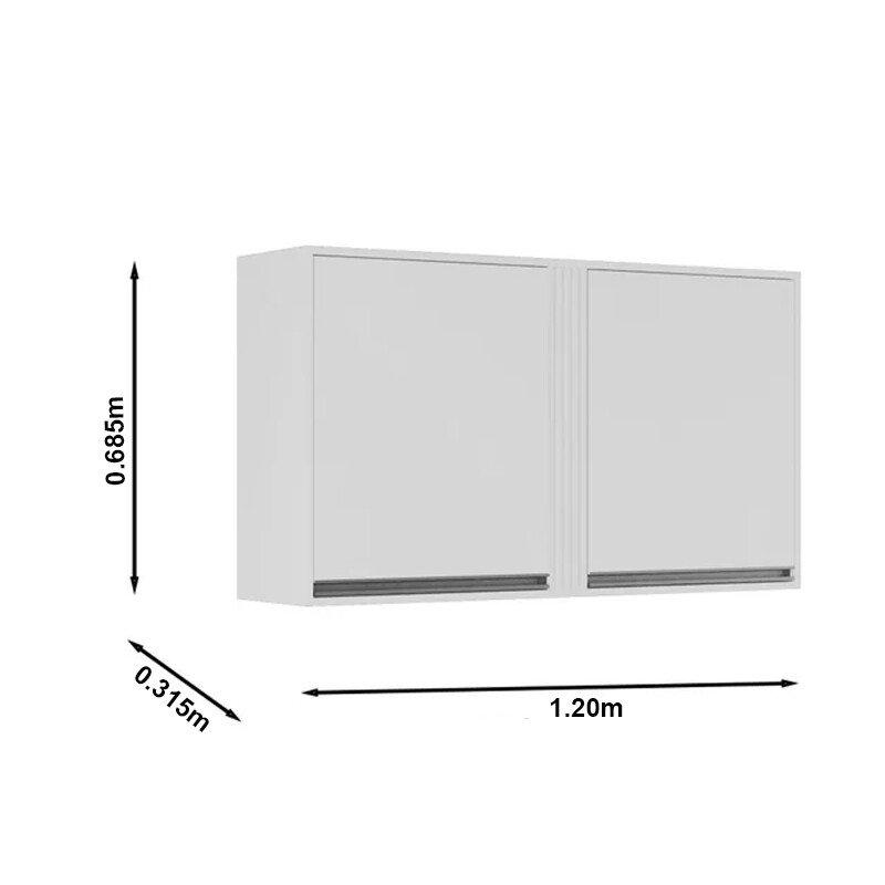 Aéreo 1.20m 2 Portas Cozinha Pérola Cinamomo/Preto - Sallêto - Imagem 3