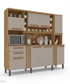 Armário Cozinha Acácia Larg. 2.18m Cinamomo/Off 8 Portas 2 Gavetas - Sallêto