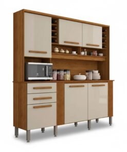 Armário Cozinha Catar Larg. 2.00m Cinamomo/Off 6 Portas 2 Gavetas - Sallêto
