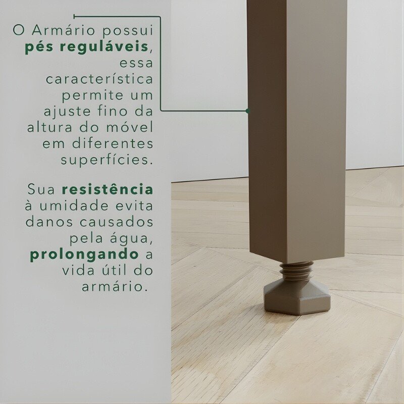 Balcão Pérola Branco/Cinamomo 2 Portas e 2 Gavetas Larg 1.20m + Aéreo Pérola 2 Portas Branco/Cinamomo Larg. 1.20m - Sallêto - Imagem 9