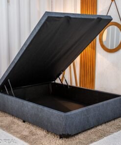 Base Box Baú Casal Prime Confort Corino Petróleo Blindado 138x188x45 - Issacar