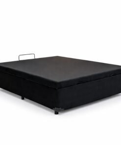Base Box Baú Casal Prime Confort Sued Preto Blindado 138x188x45 - Issacar