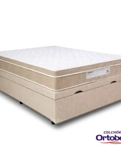 Colchão Casal Airtech Springpocket Molas Ensacadas Ortobom + Box Baú Casal Prime Confort Korino Linho Palha Blindado Issacar - 138x188x70 | Suporta até 240kg