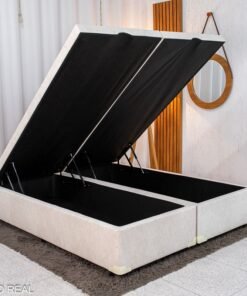 Box Baú Queen Bipartido Prime Confort 158x198x45 Korino Linho Palha Blindado - Issacar