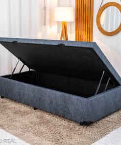 Box Baú Solteiro Prime Confort 88x188x45 Linho Petróleo Blindado - Issacar