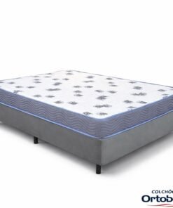 Box Casal Sued Cinza Ortobel + Colchão Casal Light 100% Espuma D33 Selado 138x188x54 - Ortobom | Suporta até 260kg
