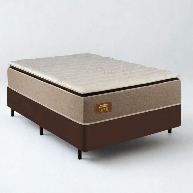 Colchão Casal Twins D33 Molas Ensacadas Gazin + Box Casal Sued Marrom Ortobel - 138x188x71 | Suporta até 290kg - Imagem 3