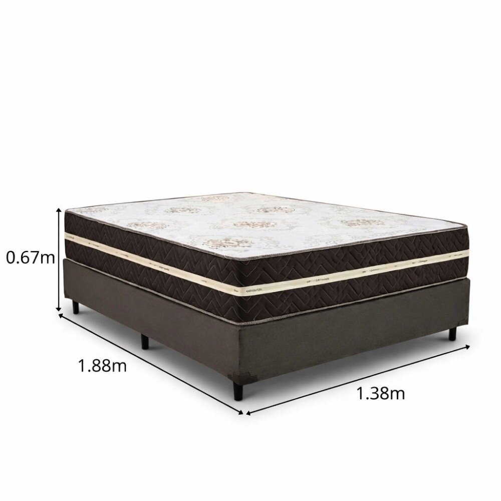 Colchão Casal Livina Plus Molas Ensacadas Orthoside + Box Casal Sued Marrom Ortobel - 138x188x67 | Suporta até 220kg - Imagem 2