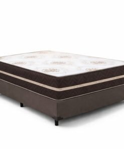 Box Casal Sued Marrom Ortobel + Colchão Casal Livina Plus 138x188x67 Molas Ensacadas Orthoside | Suporta até 220kg