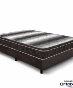 Box Casal Sued Marrom Ortobel + Colchão Casal Ortopédico Light 138x188x62 - Ortobom | Suporta até 260kg