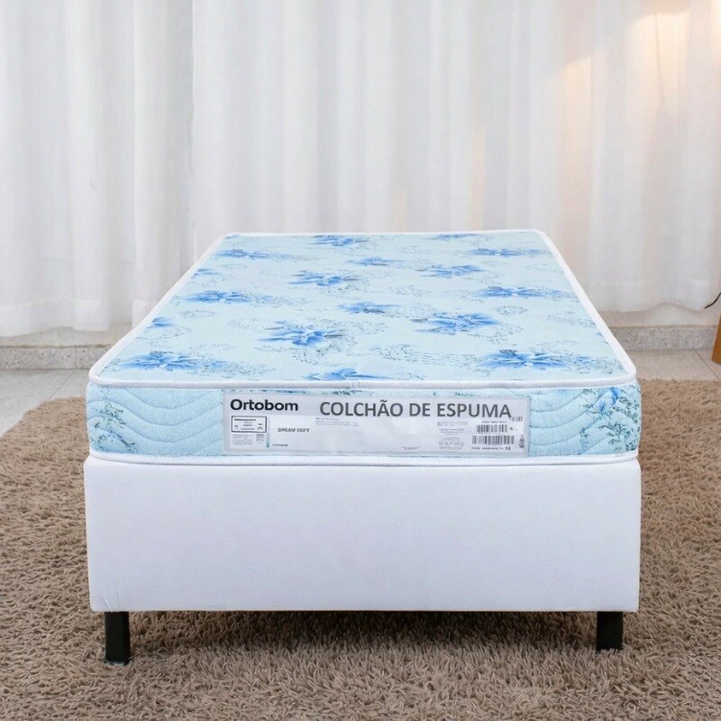Box Solteiro Korino Branca Ortobel + Colchão Solteiro Dream Soft 100% Espuma D-20 88×188x49 - Ortobom | Suporta até 80kg - Oferta - Imagem 2