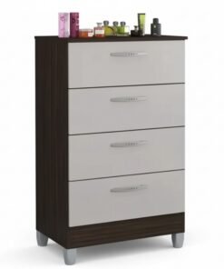OUTLET - Cômoda com 4 Gavetas Chocolate/Off Larg. 0.59m Poquema