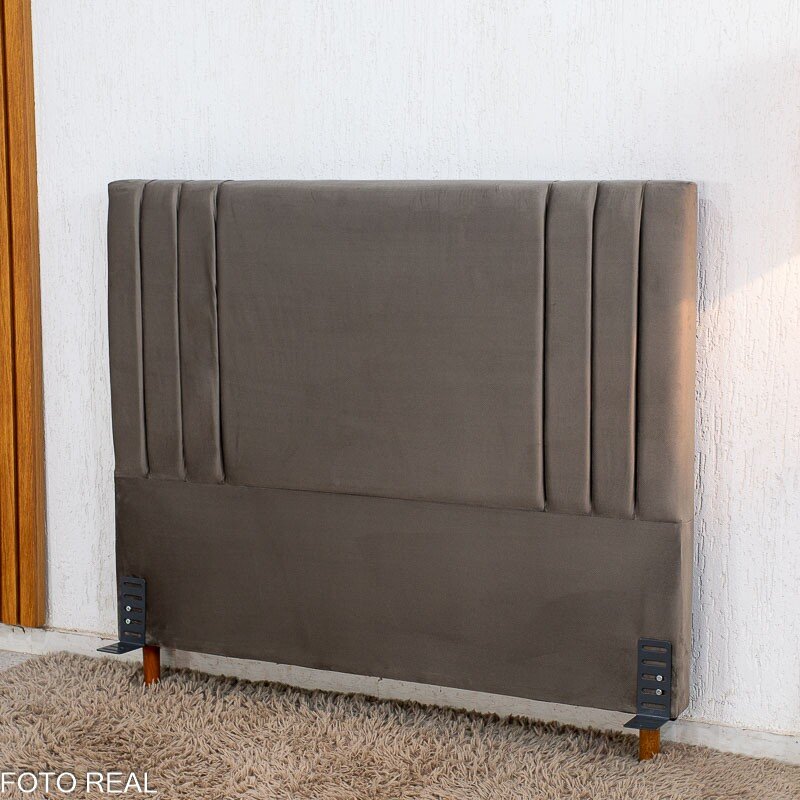 Cabeceira Casal Portinari Veludo Cinza Larg. 1.40m