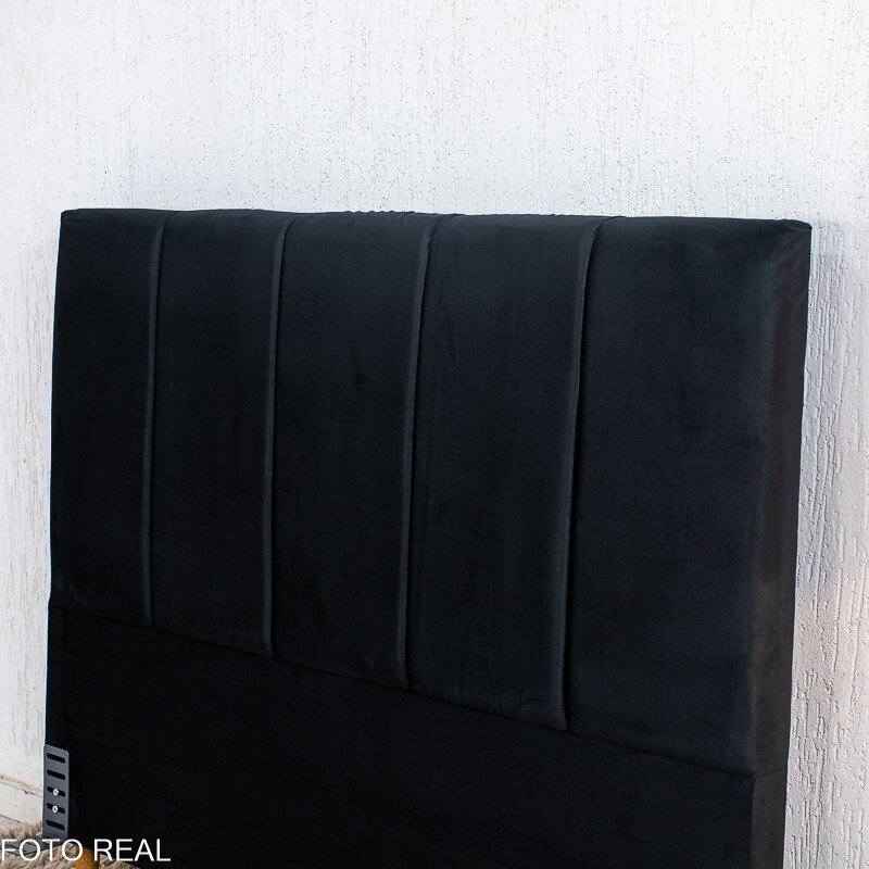 Cabeceira Casal Roma Veludo Preto Larg. 1.40m - Imagem 2