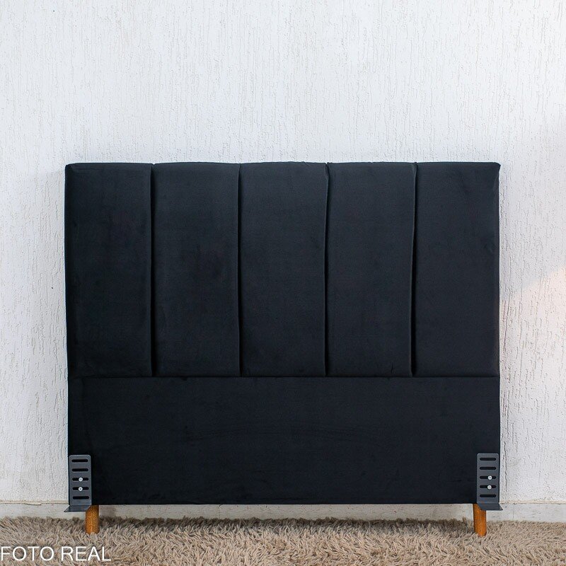 Cabeceira Casal Roma Veludo Preto Larg. 1.40m - Imagem 3