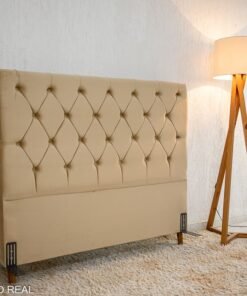 Cabeceira Casal Vitória Veludo Bege Larg. 1.40m