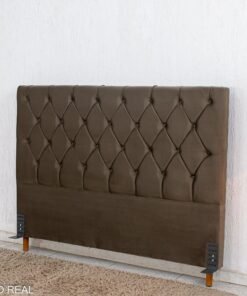 Cabeceira Casal Vitória Veludo Marrom Larg. 1.40m