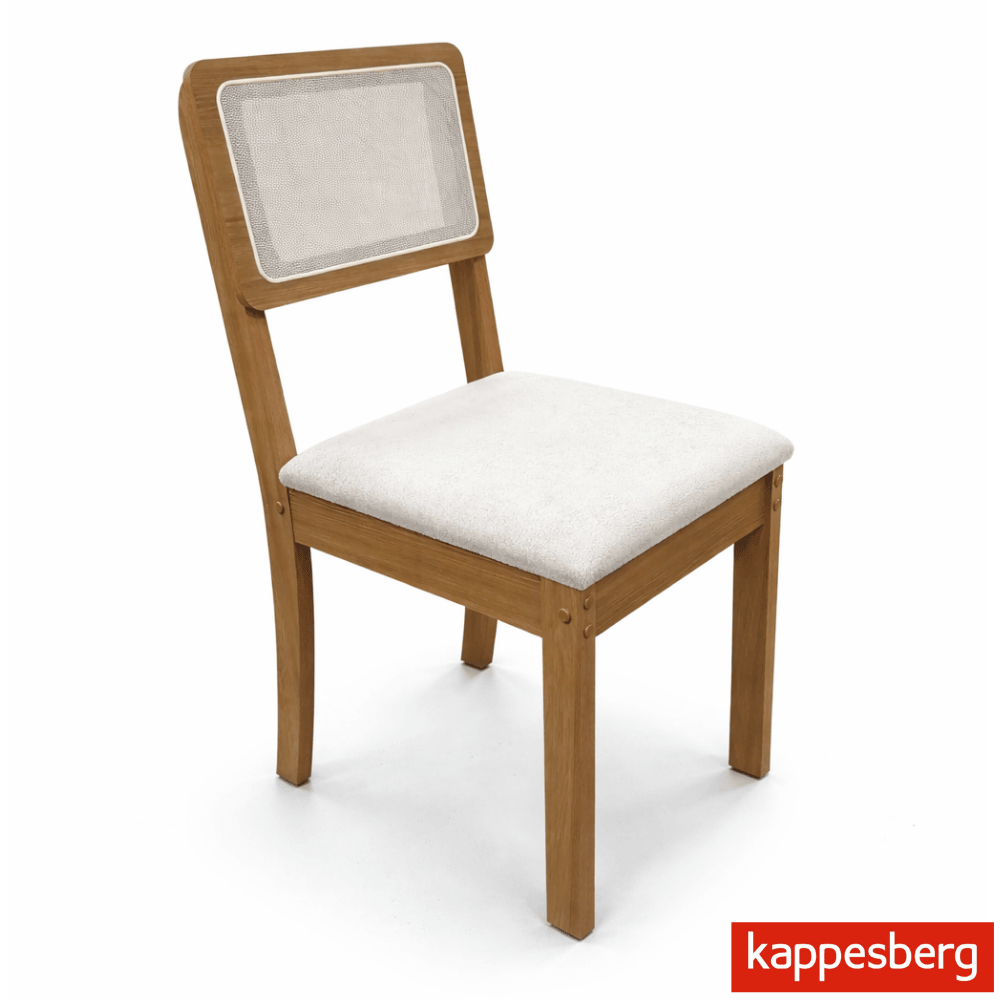 Mesa de jantar Jade BA54 Tampo Redonda 105x105cm MDF c/vidro Off White + 4 Cadeiras Gardeni Canela - Kappesberg - Imagem 5