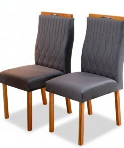 2 Cadeiras Genova Veludo Cinza 507 Madeira Art Assentos - Entregue Montada