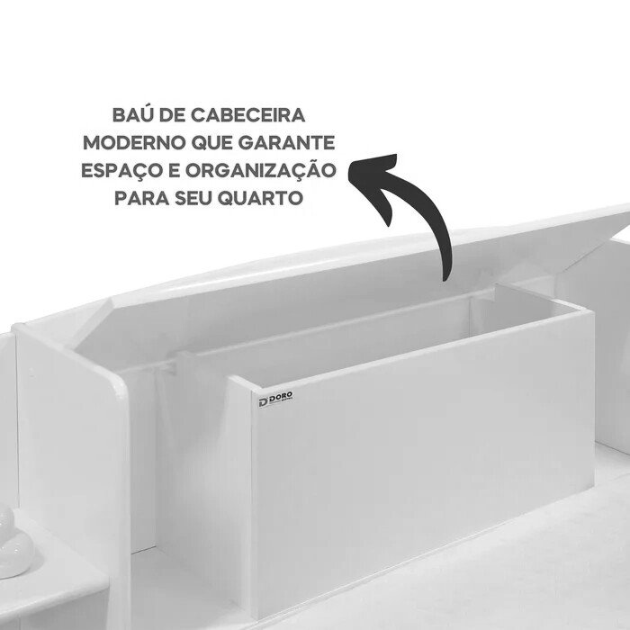 Cama Solteiro Milênio Cinamomo Cabeceira C/ Baú Larg. 1.30m - D Doro - Imagem 7