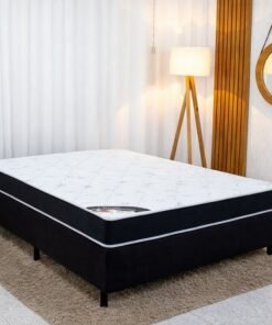 Colchão Casal Classic Supreme Ortopédico Lestespuma + Box Casal Sued Preto Ortobel - 138x188x56 | Suporta até 200kg