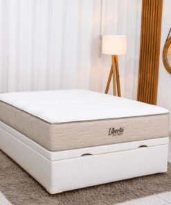 Colchão Casal Libertá Molas Ensacadas - Inovaflex + Base Box Baú Casal Prime Confort Corino Palha Blindado - Issacar 138x188x77 | Suporta até 120kg