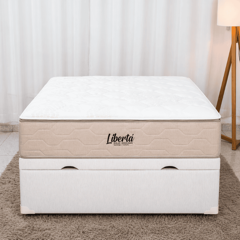 Colchão Casal Libertá Molas Ensacadas Inovaflex + Base Box Baú Casal Prime Confort Corino Palha Blindado Issacar 138x188x77 | Suporta até 120kg - Imagem 3