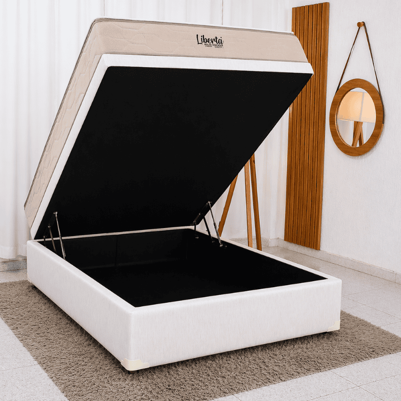 Colchão Casal Libertá Molas Ensacadas Inovaflex + Base Box Baú Casal Prime Confort Corino Palha Blindado Issacar 138x188x77 | Suporta até 120kg - Imagem 4