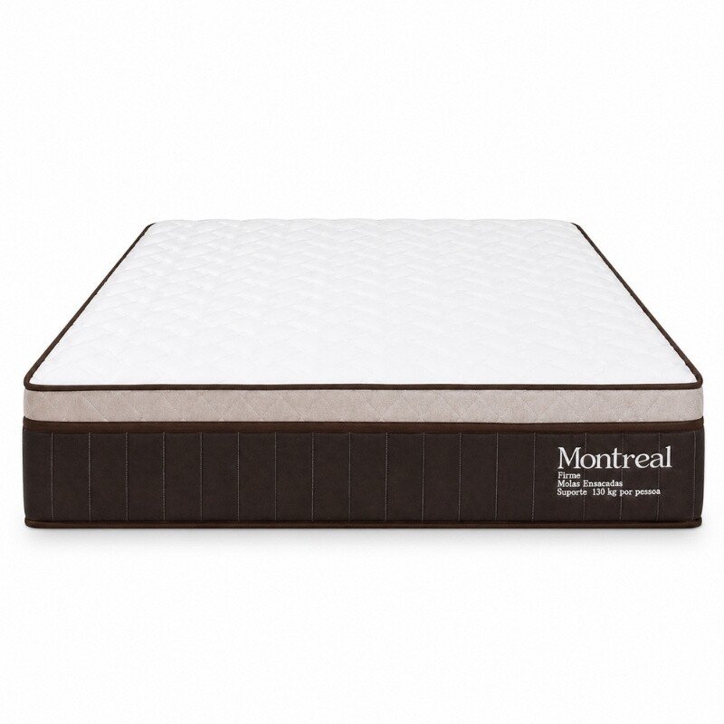 Colchão Casal Montreal 138x188x32 Molas Ensacadas - Viero + Base Box Casal Universal Marrom Bordado - Gazin 138x188x79 | Suporta até 260kg - Imagem 16