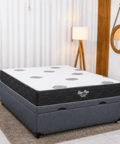 Colchão Casal Star Plus Molas Ensacadas Pocket - Inovaflex + Base Box Baú Casal Prime Confort Corino Petróleo Blindado - Issacar 138x188x70 | Suporta até 120kg