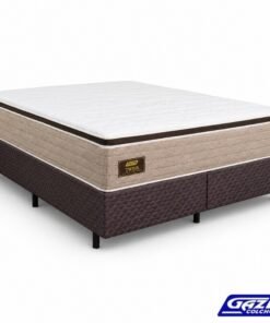 Colchão Queen Twins Molas BlueWave + Base Box Queen Bipartido Universal Marrom Bordado - Gazin 158x198x74 | Suporta até 290kg