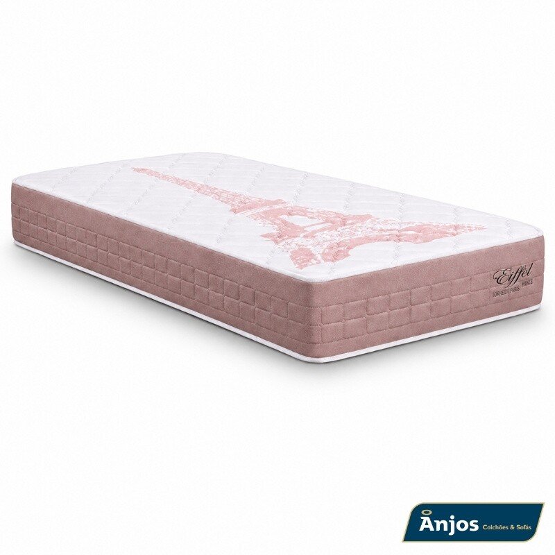 Colchão Solteiro Eiffel Molas Ensacadas Rosa Anjos + Box Solteiro Korino Marrom Ortobel 88x188x63 | Suporta até 130kg - Imagem 11