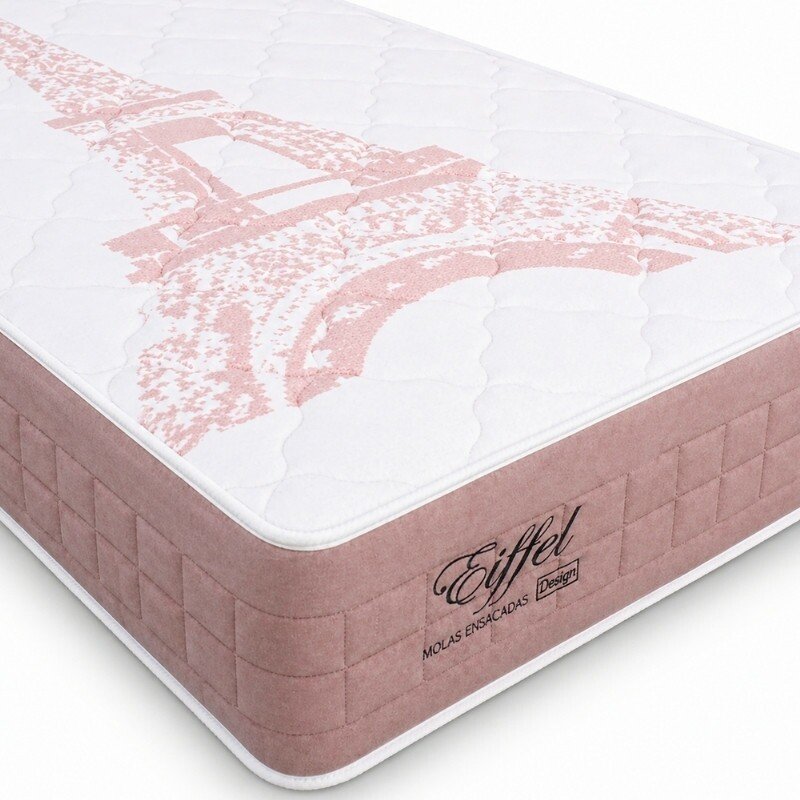 Colchão Solteiro Eiffel Molas Ensacadas Rosa Anjos + Box Solteiro Korino Marrom Ortobel 88x188x63 | Suporta até 130kg - Imagem 15