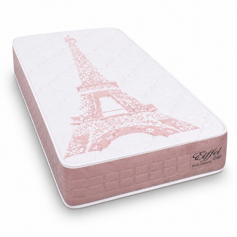 Colchão Solteiro Eiffel Molas Ensacadas Rosa Anjos + Box Solteiro Korino Marrom Ortobel 88x188x63 | Suporta até 130kg - Imagem 16