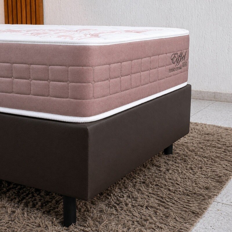 Colchão Solteiro Eiffel Molas Ensacadas Rosa Anjos + Box Solteiro Korino Marrom Ortobel 88x188x63 | Suporta até 130kg - Imagem 5