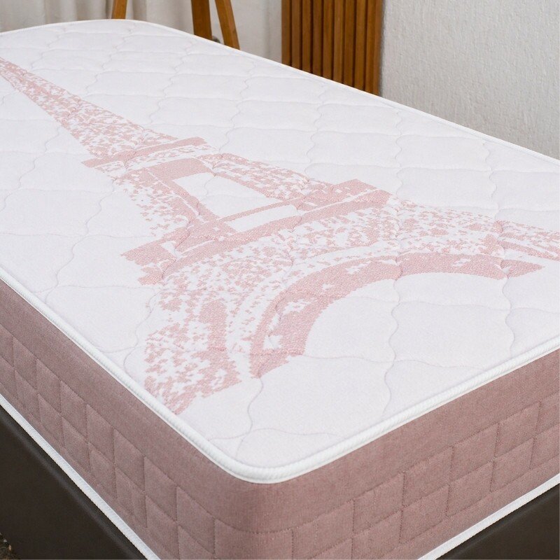 Colchão Solteiro Eiffel Molas Ensacadas Rosa Anjos + Box Solteiro Korino Marrom Ortobel 88x188x63 | Suporta até 130kg - Imagem 7