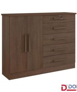 Cômoda New Athos Castanho 5 Gavetas e Sapateira Larg. 1.36m - D Doro