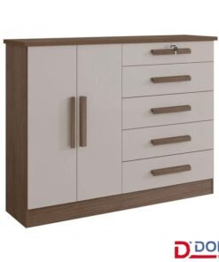 Cômoda New Athos Castanho/Off 5 Gavetas e Sapateira Larg. 1.36m - D Doro