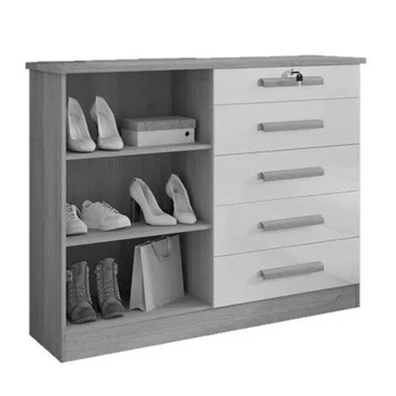 Cômoda New Athos Castanho 5 Gavetas e Sapateira Larg. 1.36m - D Doro - Imagem 3