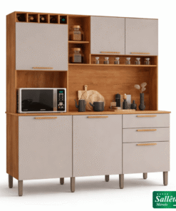 Cozinha New Topázio Cinamomo/Off 6 Portas 2 Gavetas Larg. 1.65m - Sallêto