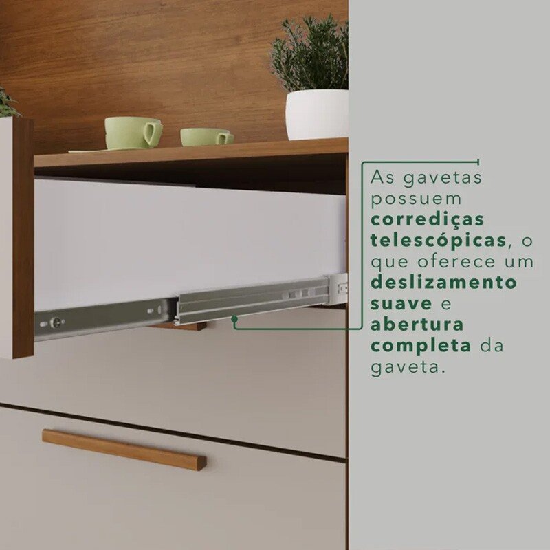 Armário Cozinha New Topázio Branco/Cinamomo 6 Portas 2 Gavetas Larg. 1.65m - Sallêto - Imagem 10