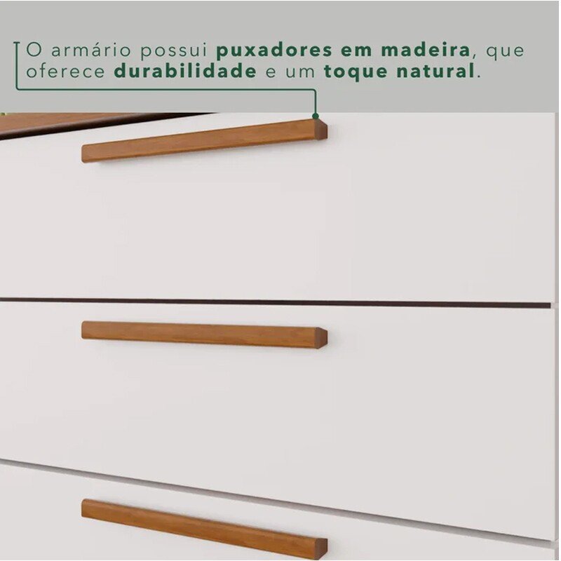 Armário Cozinha New Topázio Branco/Cinamomo 6 Portas 2 Gavetas Larg. 1.65m - Sallêto - Imagem 5