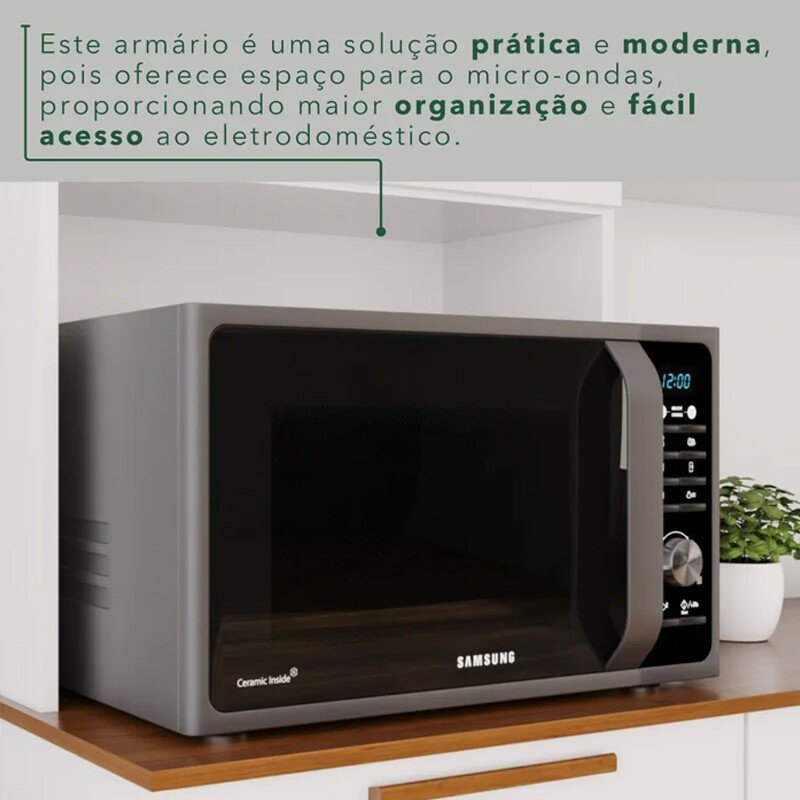 Armário Cozinha New Topázio Branco/Cinamomo 6 Portas 2 Gavetas Larg. 1.65m - Sallêto - Imagem 6