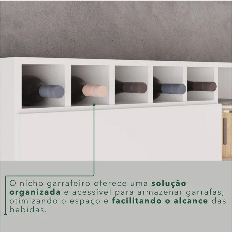 Armário Cozinha New Topázio Branco/Cinamomo 6 Portas 2 Gavetas Larg. 1.65m - Sallêto - Imagem 7