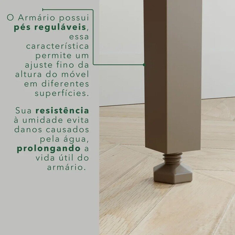 Armário Cozinha New Topázio Branco/Cinamomo 6 Portas 2 Gavetas Larg. 1.65m - Sallêto - Imagem 8