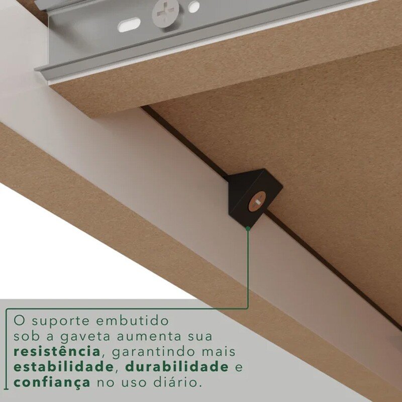 Armário Cozinha New Topázio Branco/Cinamomo 6 Portas 2 Gavetas Larg. 1.65m - Sallêto - Imagem 9
