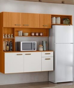 Kit Cozinha Suspensa Manu C/Detalhe Ripado Freijó/Off Larg. 1.80m - Poliman